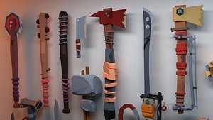 Lowpoly Post apocalyptic weapons pack of 22