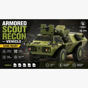 3D Armored Scout Recon Vehicle Military Army Game Ready