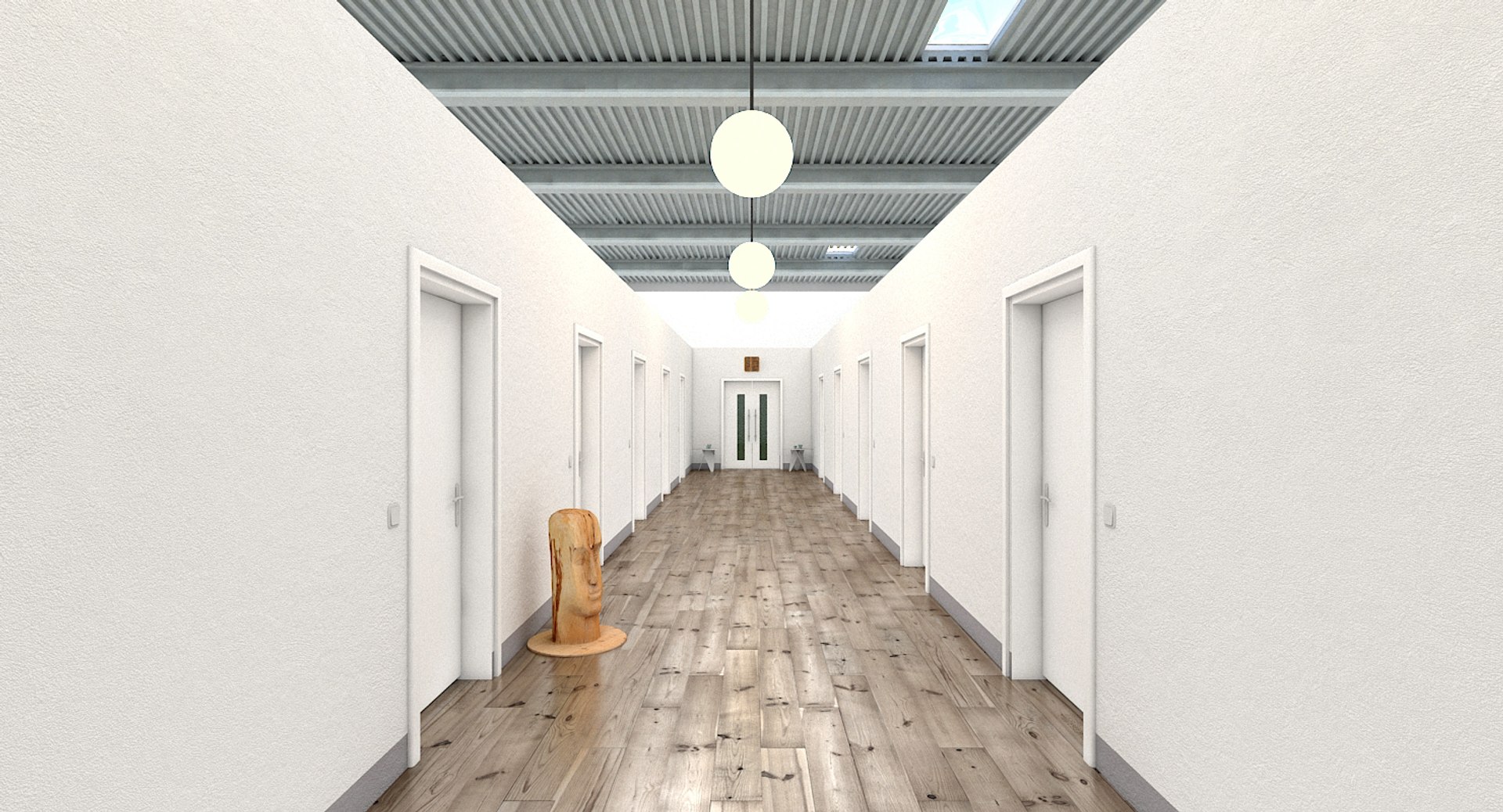 3D realistic office hallway model - TurboSquid 1368531