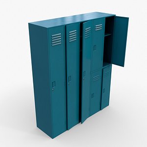 PBR School Gym Locker 07 - Blue Sea 3D model