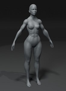3D model Strong Muscular Female Body Base Mesh Animated and Rigged 3D Model 20k Polygons