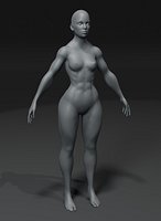Strong Muscular Female Body Base Mesh Animated and Rigged 3D Model 20k Polygons
