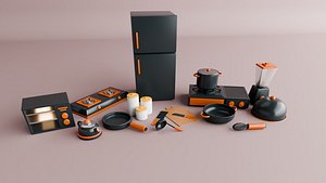 Comprehensive 3D Kitchen Appliance and Utensil Set 3D model