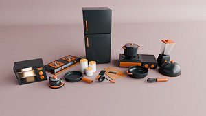 Comprehensive 3D Kitchen Appliance and Utensil Set