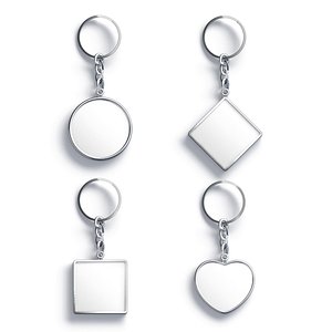 Keychain Shapes set - round square rhombus heart key tag holder 3D model