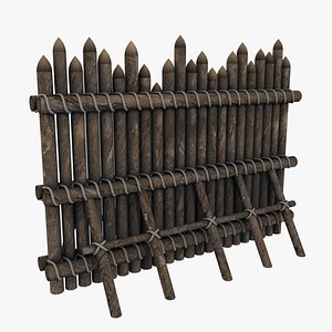 Medieval Boundary wooden wall 01 3D model