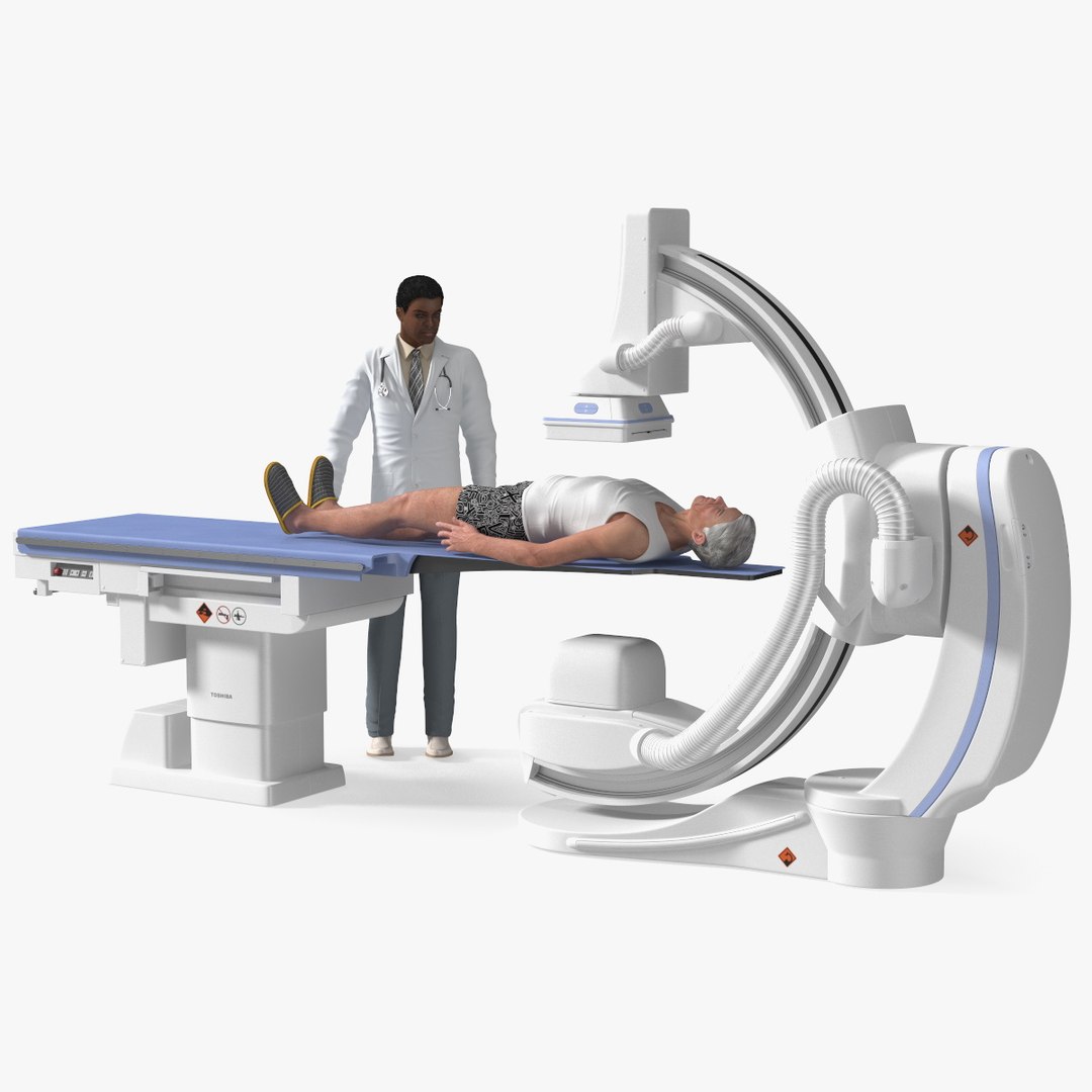 C Arm System with Patient and Doctor Rigged 3D model preview