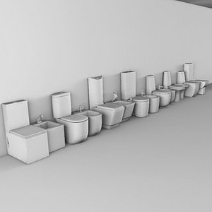 3d model of monoblock closet bidets