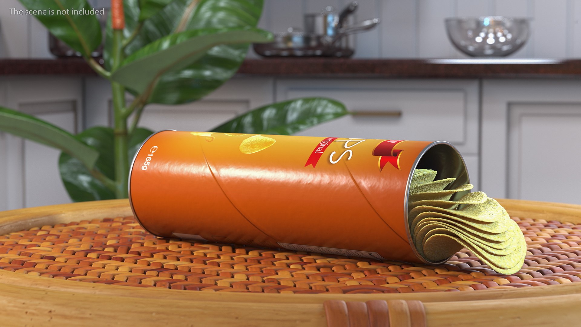 Open Tube of Potato Chips 3D model preview