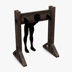 Medieval Pillory - Wooden Classic Pillory - Painted v1 3D model