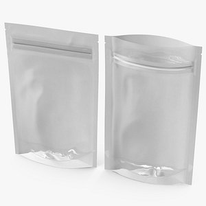 3D Zipper White Paper Bags with Transparent Front 50 g Mockup
