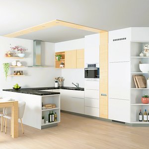 Decorated kitchen with dining table