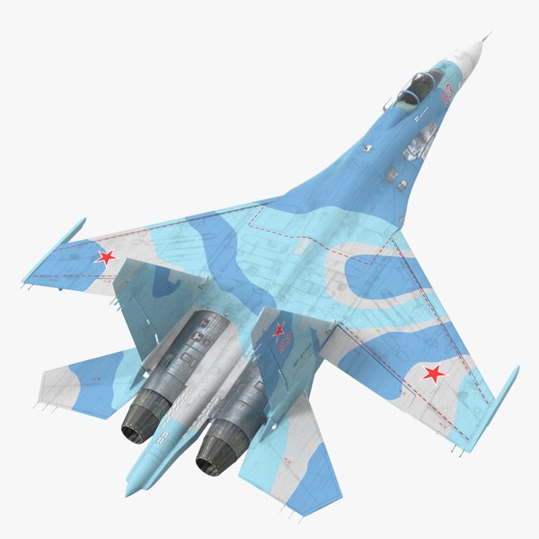 Su-27 Flanker Russian Fighter Aircraft Old Rigged 3D Model $169