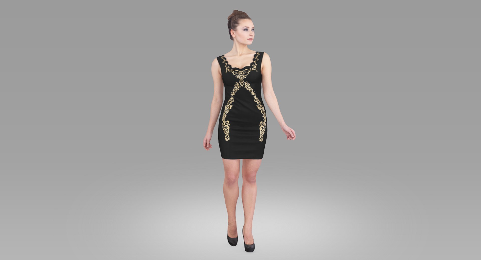 Woman Black Dress 3d Max