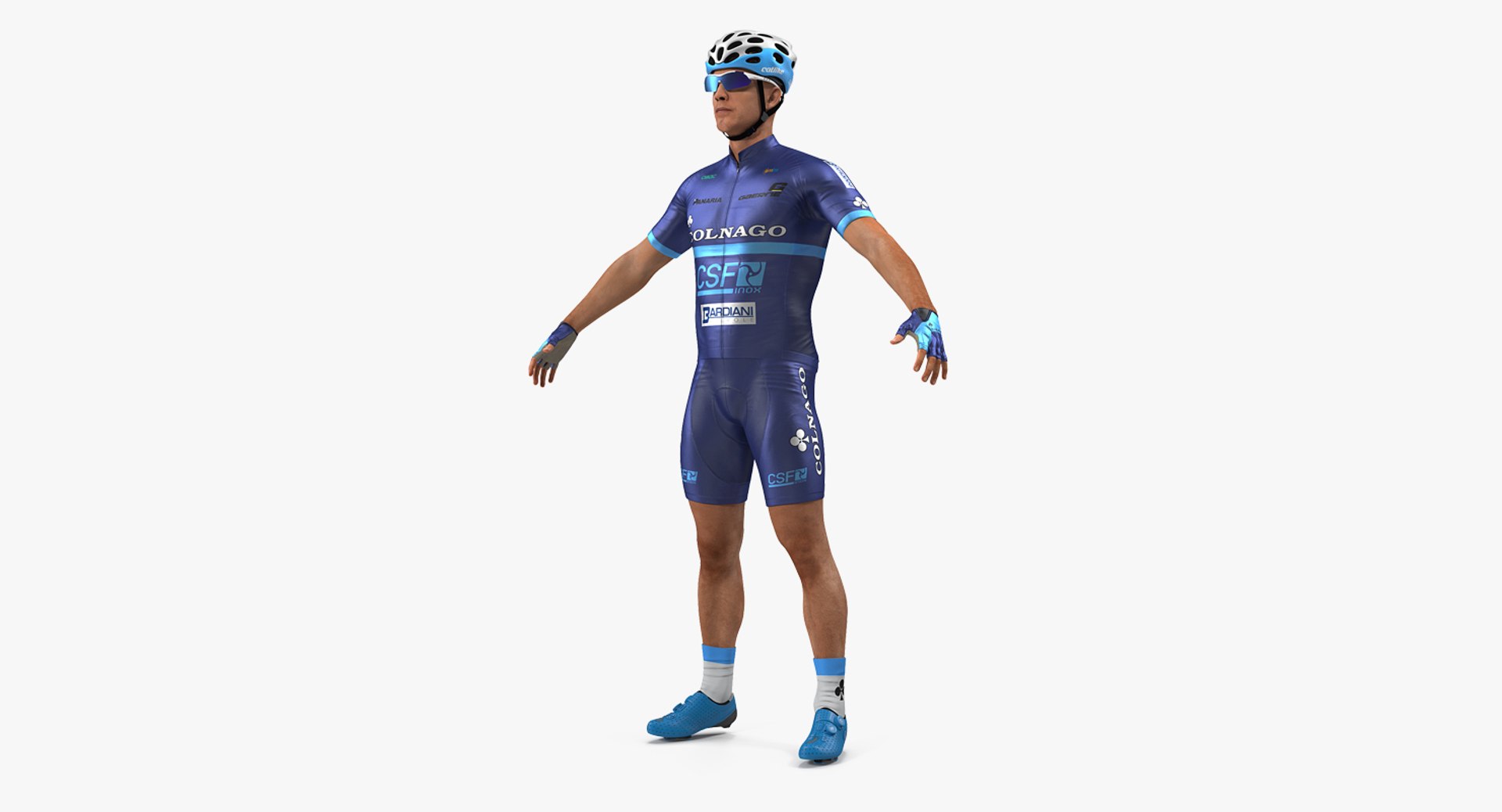 Athlete Cyclist Blue Rigged for Maya 3D Model 3D model preview