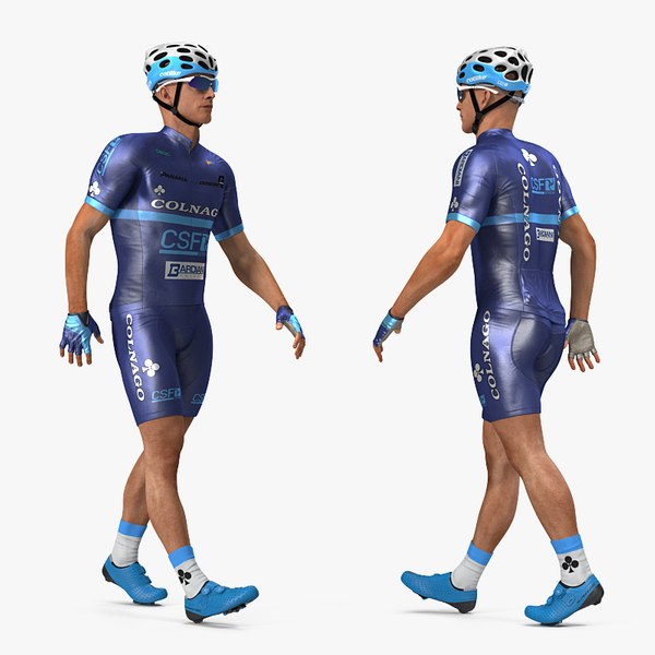 athlete cyclist blue rigged 3D model