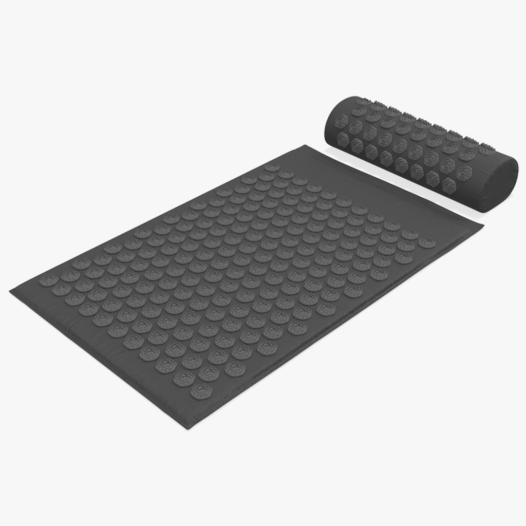 Wellness Acupressure Mat and Pillow Black 3D model preview