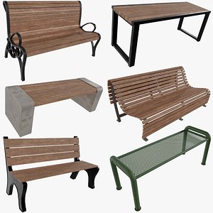 Park Bench Collection 01 3D model