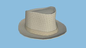 Beige Stripes Trilby Hat - Character Design Fashion 3D model