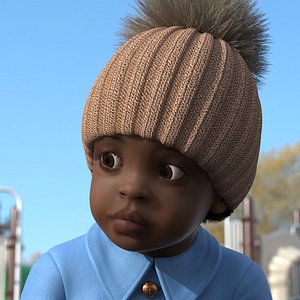 3D model African Baby Girl Light Skin Outdoor Style Crawling