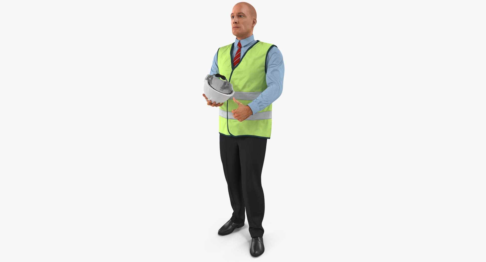 Construction Architect in Yellow Safety Jacket Rigged 3D model preview
