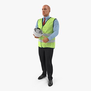 Construction Architect in Yellow Safety Jacket Rigged