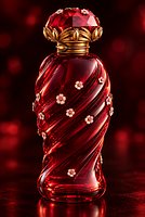 Decorative Perfume Bottle and Cap with Ornamental Leaf Details