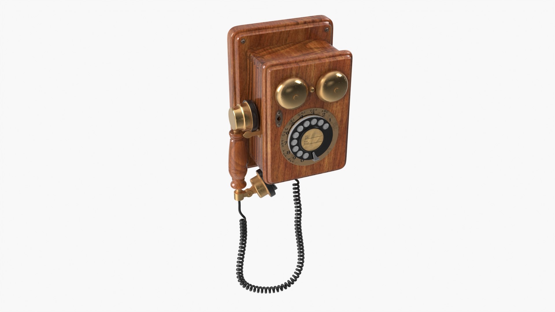 Antique Wall Mounted Rotary Telephone 3D model preview