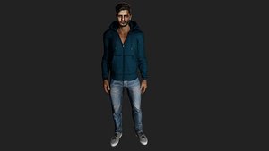 Casual Guy in Blue Hoodie 3D model