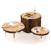 Set of coffee tables from the stump and slab