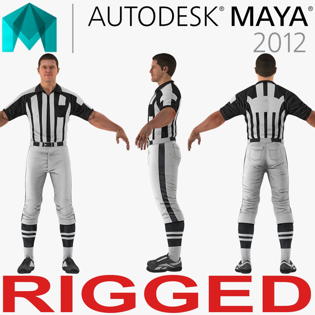 American Football Referee Rigged for Maya 3D model preview