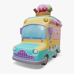 3D Stylized Ice Cream Wagon Rigged