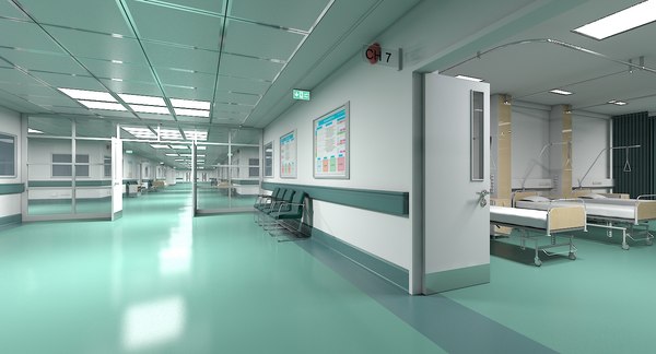 3D hospital ward hallway - TurboSquid 1354860