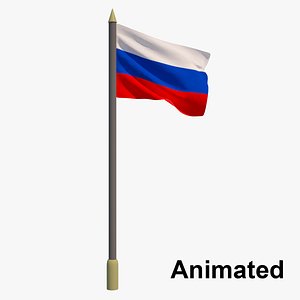 3D model flag russia - animation