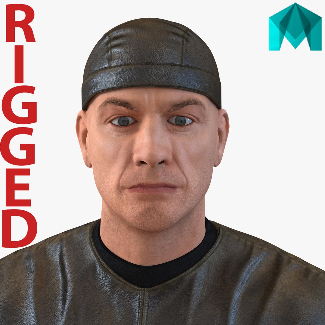 Biker Man Generic 2 Rigged for Maya 3D Model 3D model preview