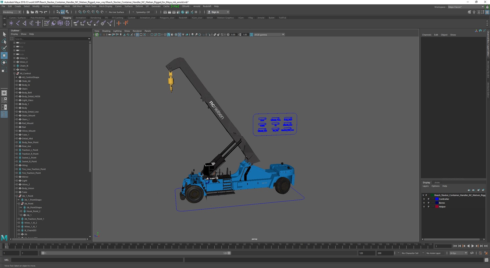 3D Reach Stacker Container Handler NC Nielsen Rigged For Maya ...