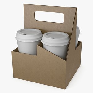 3D Paper Cup Holder with Cups model