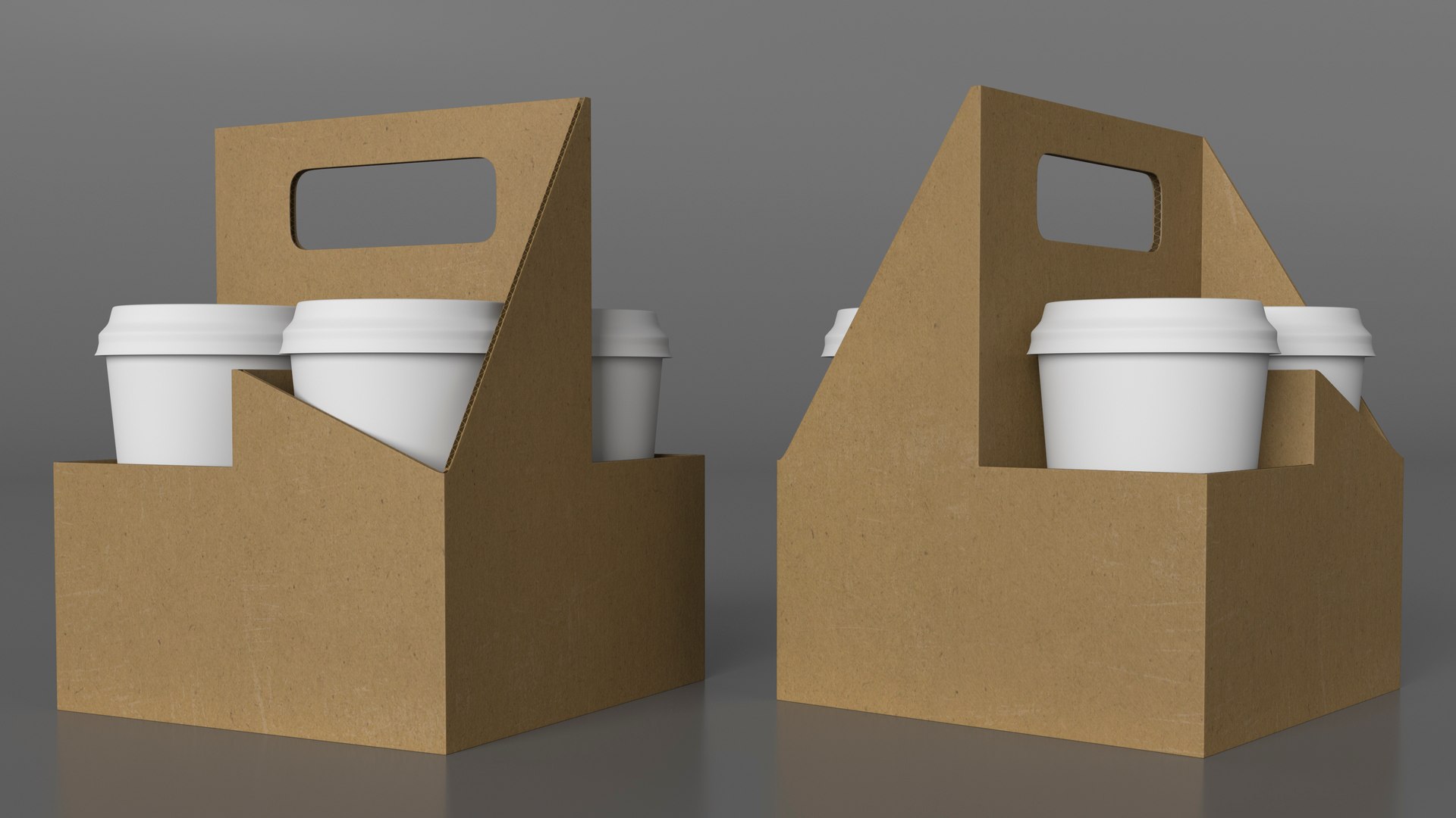 3D Paper Cup Holder With Cups Model - TurboSquid 2198567