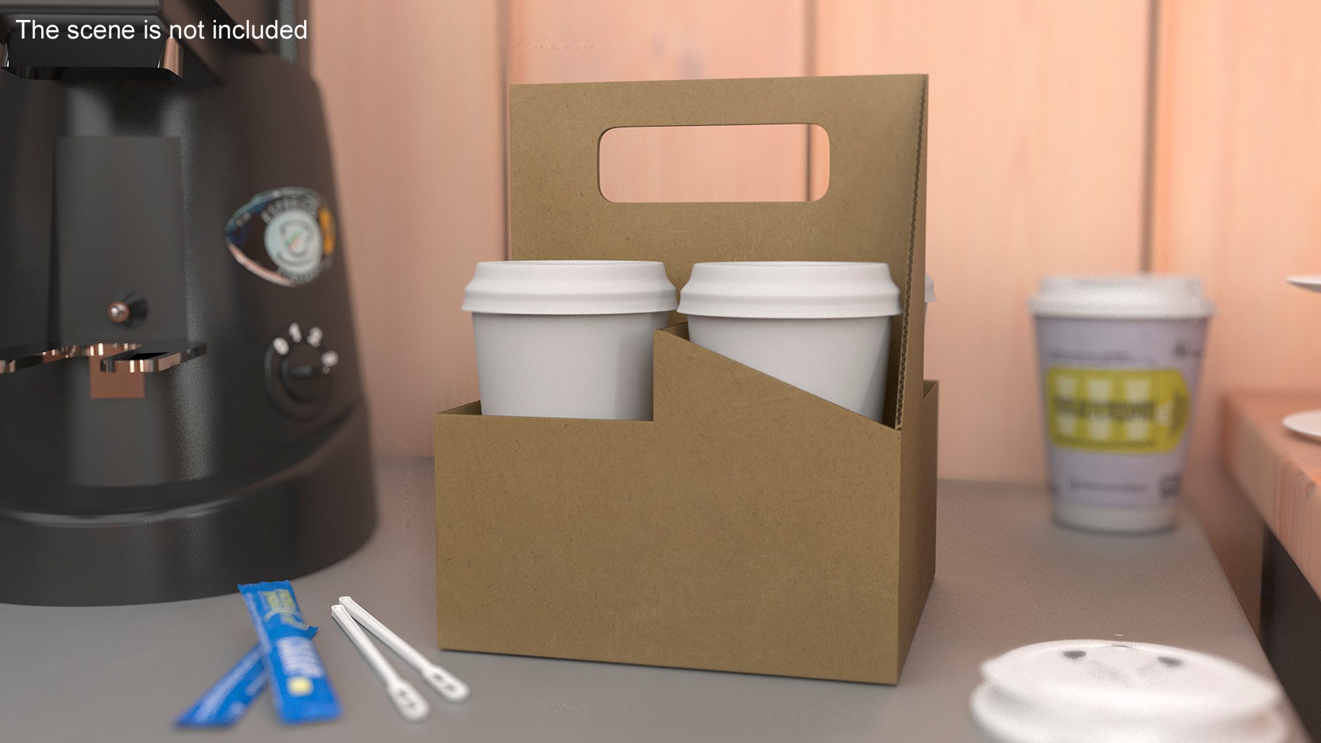 3D Paper Cup Holder With Cups Model - TurboSquid 2198567