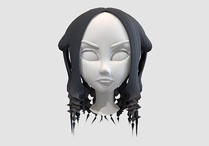 3D stylized curly hairstyle model
