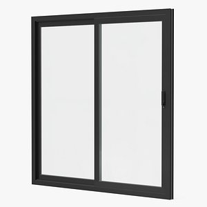 3D model Dual Panel Sliding Door Black