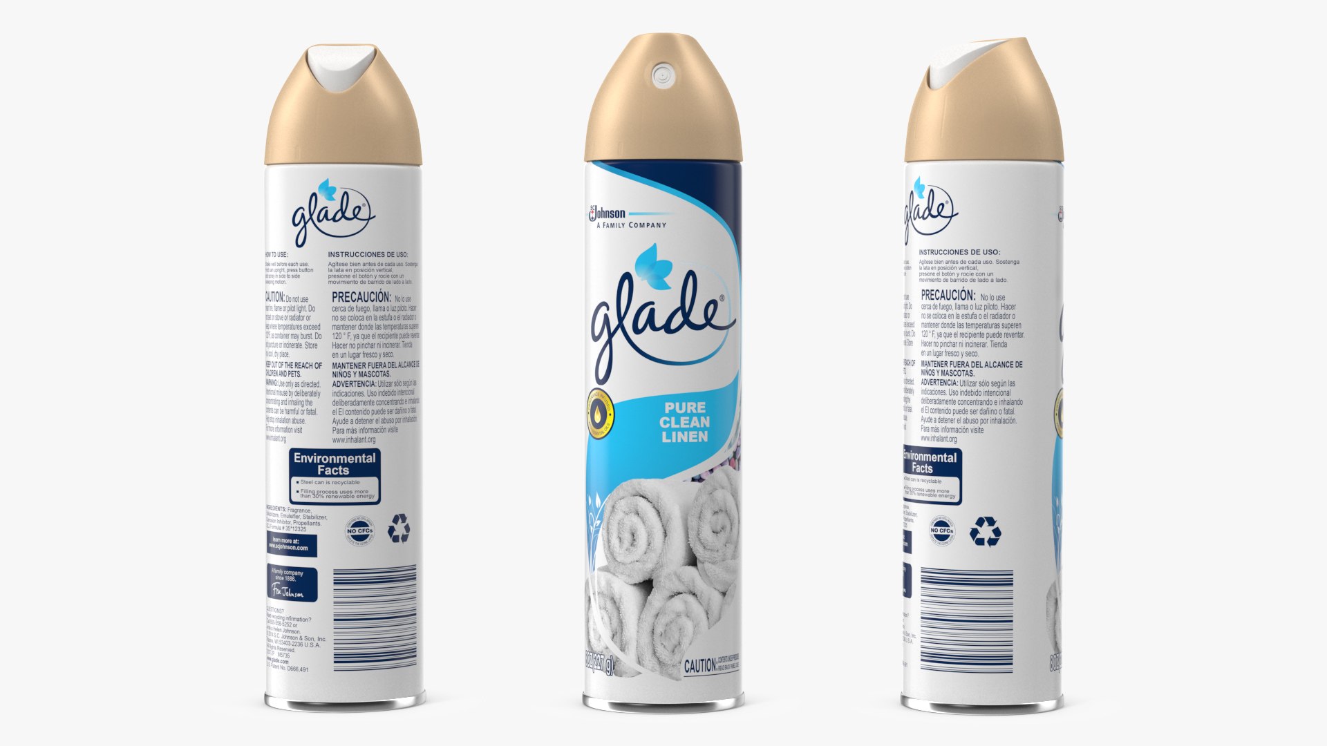 Glade Air Freshener Aerosol Spray Clean Linen 3D model preview