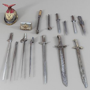 War Debris Wreckage Bayonet knives 3D model