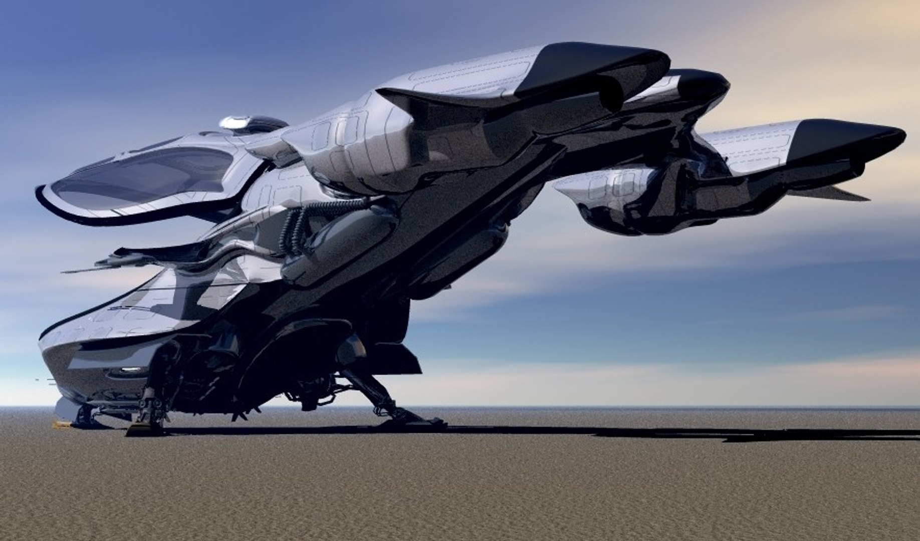 3d scifi vehicles flying model