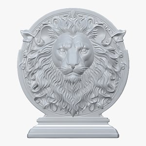 3D model Ornate Lion Head Relief Bust Statue PM-9