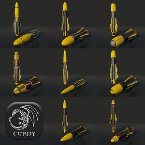 3d model futuristic missiles ready games