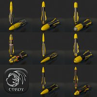 8 game ready sci-fi missiles asset