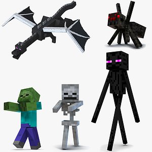3D minecraft characters rigged 3