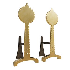 Pair Of Antique Victorian Quality Brass Fire Dogs 3D model