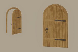 Old Wooden Arch Door 3D